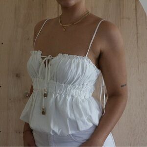 Zara White Ruched Camisole Top